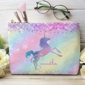 Cute unicorn roze Glitter rainbow monogram Etui