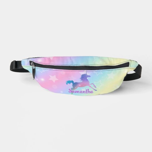 Cute unicorn roze Glitter rainbow monogram Heuptasje (Voorkant)