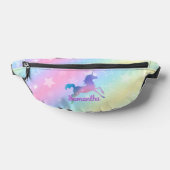 Cute unicorn roze Glitter rainbow monogram Heuptasje (Liggend)
