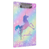 Cute unicorn roze Glitter rainbow monogram Klembord (Rechts)