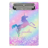 Cute unicorn roze Glitter rainbow monogram Mini Klembord (Voorkant)
