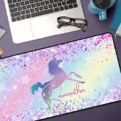 Cute unicorn roze Glitter rainbow monogram Niet va Bureaumat