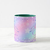 Cute unicorn roze Glitter rainbow monogram Niet va Mok (Midden)