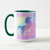 Cute unicorn roze Glitter rainbow monogram Niet va Mok (Links)