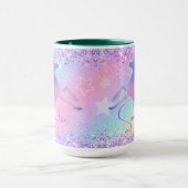 Cute unicorn roze Glitter rainbow monogram Niet va Mok (Midden)