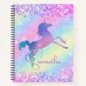 Cute unicorn roze Glitter rainbow monogram Niet va Notitieboek (Voorkant)