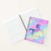 Cute unicorn roze Glitter rainbow monogram Niet va Notitieboek (Binnen)