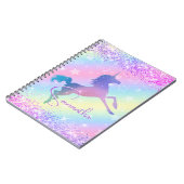 Cute unicorn roze Glitter rainbow monogram Niet va Notitieboek (Linkerzijde)