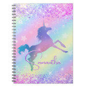 Cute unicorn roze Glitter rainbow monogram Niet va Notitieboek (Voorkant)