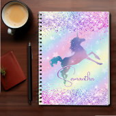 Cute unicorn roze Glitter rainbow monogram Niet va Notitieboek
