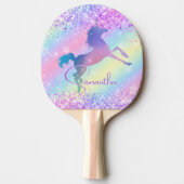 Cute unicorn roze Glitter rainbow monogram Tafeltennisbatje (Voorkant)