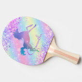 Cute unicorn roze Glitter rainbow monogram Tafeltennisbatje (Zijkant)