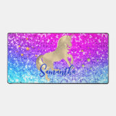 Cute unicorn roze Glitter Regenbooggougrammonogram Bureaumat (Voorkant)