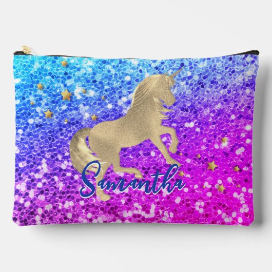 Cute unicorn roze Glitter Regenbooggougrammonogram Etui (Voorkant)