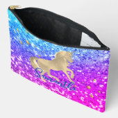 Cute unicorn roze Glitter Regenbooggougrammonogram Etui (Open)