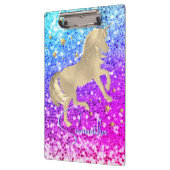 Cute unicorn roze Glitter Regenbooggougrammonogram Klembord (Links)