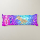 Cute unicorn roze Glitter Regenbooggougrammonogram Lichaamskussen (Achterkant)