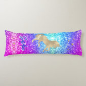 Cute unicorn roze Glitter Regenbooggougrammonogram Lichaamskussen (Voorkant)
