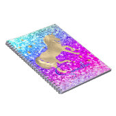 Cute unicorn roze Glitter Regenbooggougrammonogram Notitieboek (Rechterzijde)