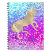 Cute unicorn roze Glitter Regenbooggougrammonogram Notitieboek (Voorkant)