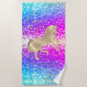 Cute unicorn roze Glitter Regenbooggougrammonogram Strandlaken (Voorkant)