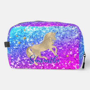 Cute unicorn roze Glitter Regenbooggougrammonogram Toilettasje