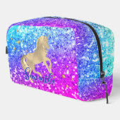 Cute unicorn roze Glitter Regenbooggougrammonogram Toilettasje (Rechterhoek)