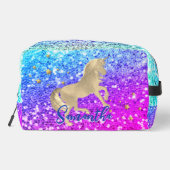 Cute unicorn roze Glitter Regenbooggougrammonogram Toilettasje (Achterkant)