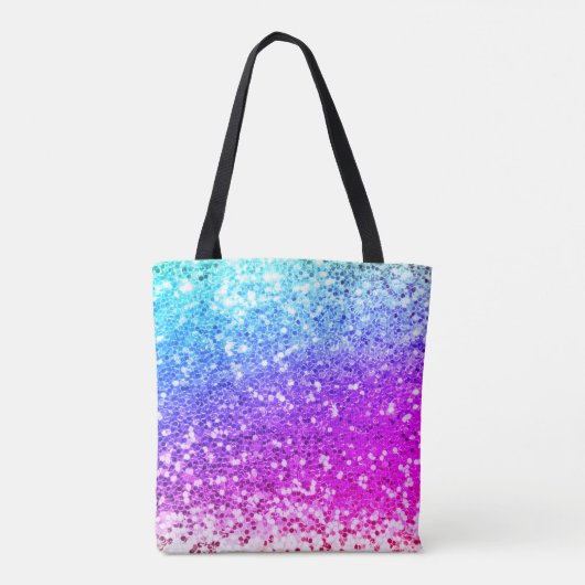 Cute unicorn roze Glitter Regenbooggougrammonogram Tote Bag (Achterkant)
