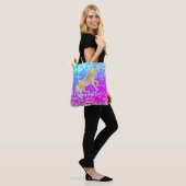 Cute unicorn roze Glitter Regenbooggougrammonogram Tote Bag (Op model)