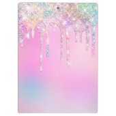 Cute unicorn roze Glitter regenboogschijven monogr Klembord (Achterkant)