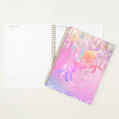 Cute unicorn roze Glitter regenboogschijven monogr Planner (Display)