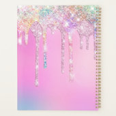 Cute unicorn roze glitter verjaardagsmonogram planner (Achterkant)