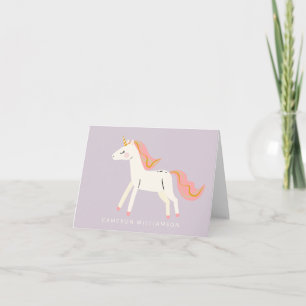 Cute Unicorn Roze Lila, persoonlijke artikelen Bedankkaart