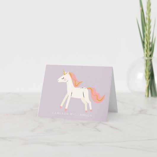 Cute Unicorn Roze Lila, persoonlijke artikelen Bedankkaart (Voorkant)