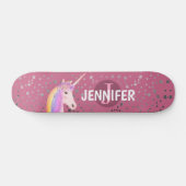 Cute Unicorn Roze Rose Fantasy Stars Gepersonalise Persoonlijk Skateboard (Horizontaal)