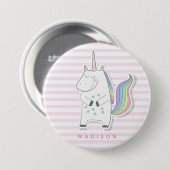 Cute Unicorn - Roze striped Ronde Button 7,6 Cm (Voorkant /achterkant)