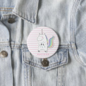 Cute Unicorn - Roze striped Ronde Button 7,6 Cm (In situ)
