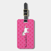 Cute unicorn roze vlinder bagagelabel (Voorkant verticaal)