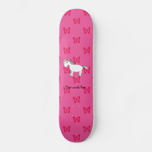 Cute unicorn roze vlinder persoonlijk skateboard