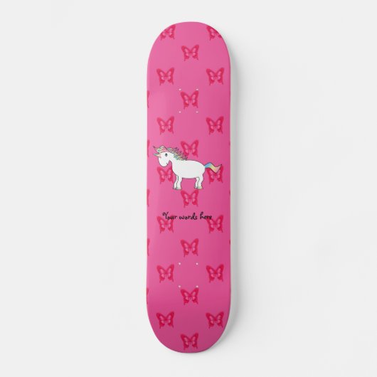 Cute unicorn roze vlinder persoonlijk skateboard (Voorkant)