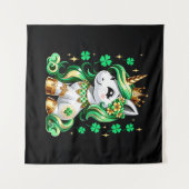 Cute Unicorn Shamrock St Patricks Day Wandkleed (Voorkant (horizontaal))