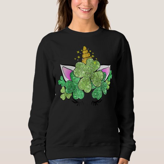 Cute Unicorn Shamrocks Irish Green St Patrick's Da Trui (Voorkant)