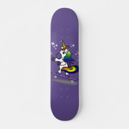 Cute Unicorn Skateboarding Cartoon Paars Persoonlijk Skateboard
