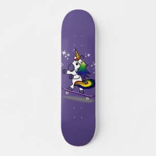 Cute Unicorn Skateboarding Cartoon Paars Persoonlijk Skateboard