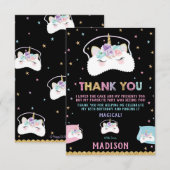 Cute Unicorn Sleep Mask Slumber Sluepover Party Bedankkaart (Voorkant / Achterkant)