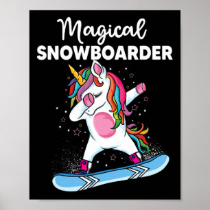 Cute Unicorn Snowboarding Skiing Dabbing Unicorn S Poster