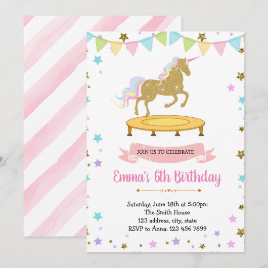 Cute unicorn-springthema kaart (Voorkant / Achterkant)