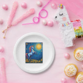 Cute Unicorn Starry Night (4) Papieren Bordje (Feest)