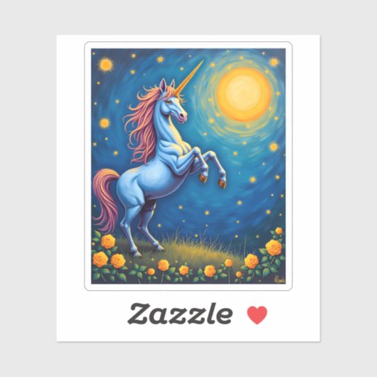 Cute Unicorn Starry Night (4) Sticker (Vel)